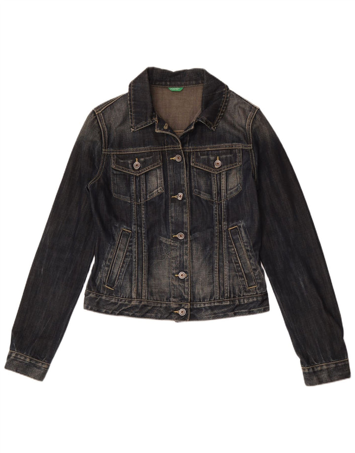 Benetton Dame denimjakke UK 12 Medium Navy Blue