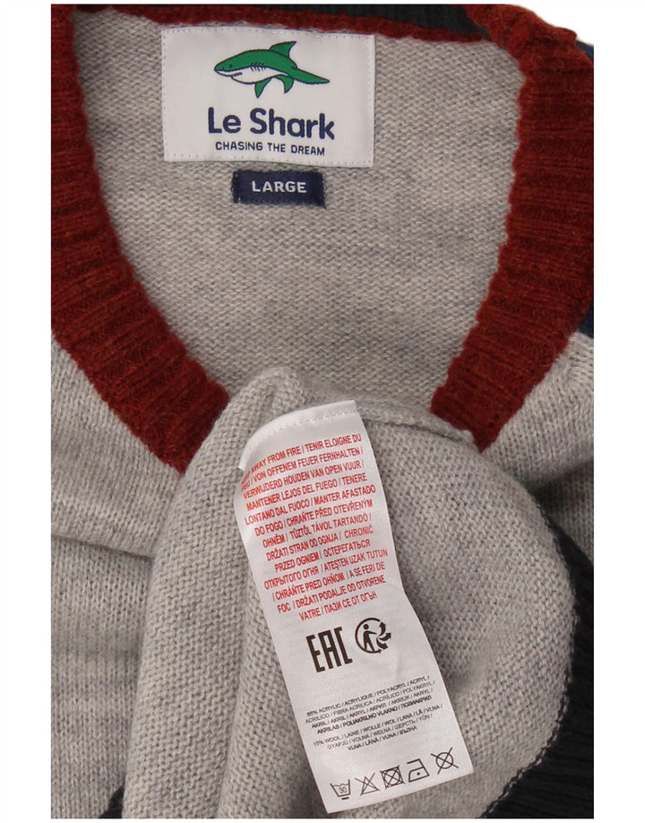 LE SHARK Herre Boat Neck Jumper Sweater Stor Grå Colourblock Akryl