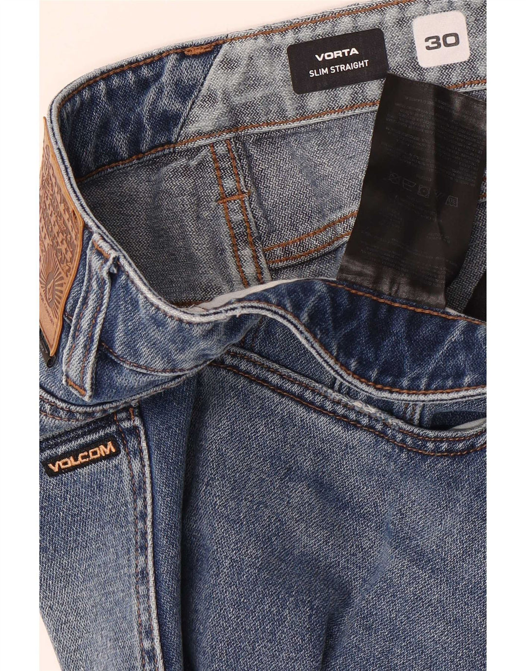 Volcom Herre Vorta Slim Fit Straight Jeans W30 L32 Blå Bomuld