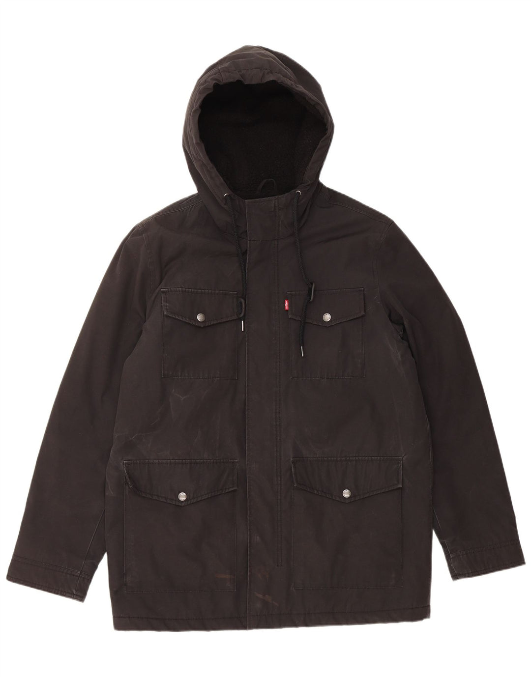 Levi's Herre Hooded Windbreaker Jacket UK 38 Medium Black Polyester