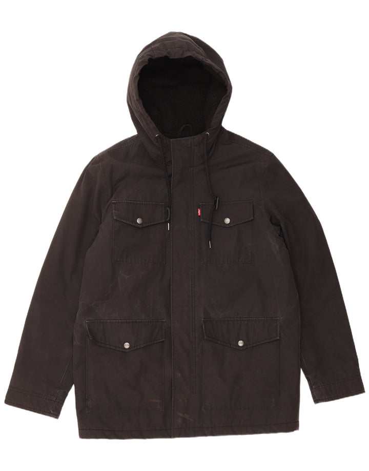 Levi's Herre Hooded Windbreaker Jacket UK 38 Medium Black Polyester