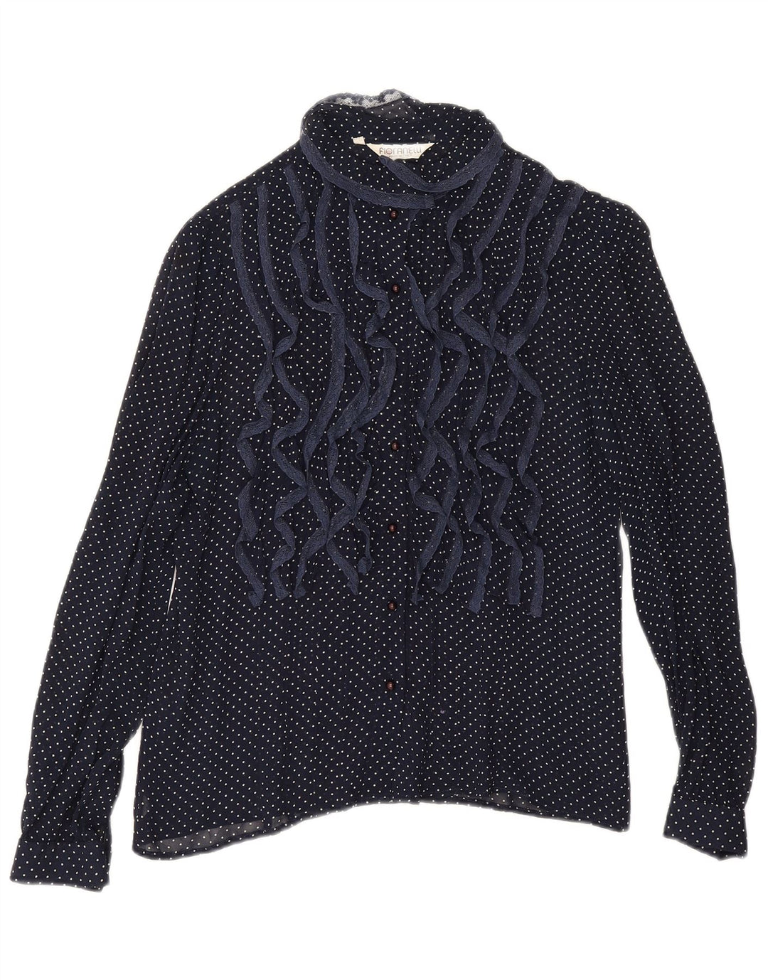 Vintage dameskjorte bluse IT 46 Stor marineblå plettet viskose