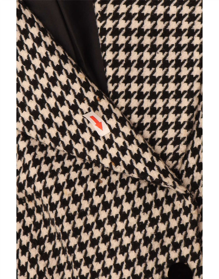 Vintage 3-knaps blazerjakke til kvinder EU 44 XL Sort Houndstooth