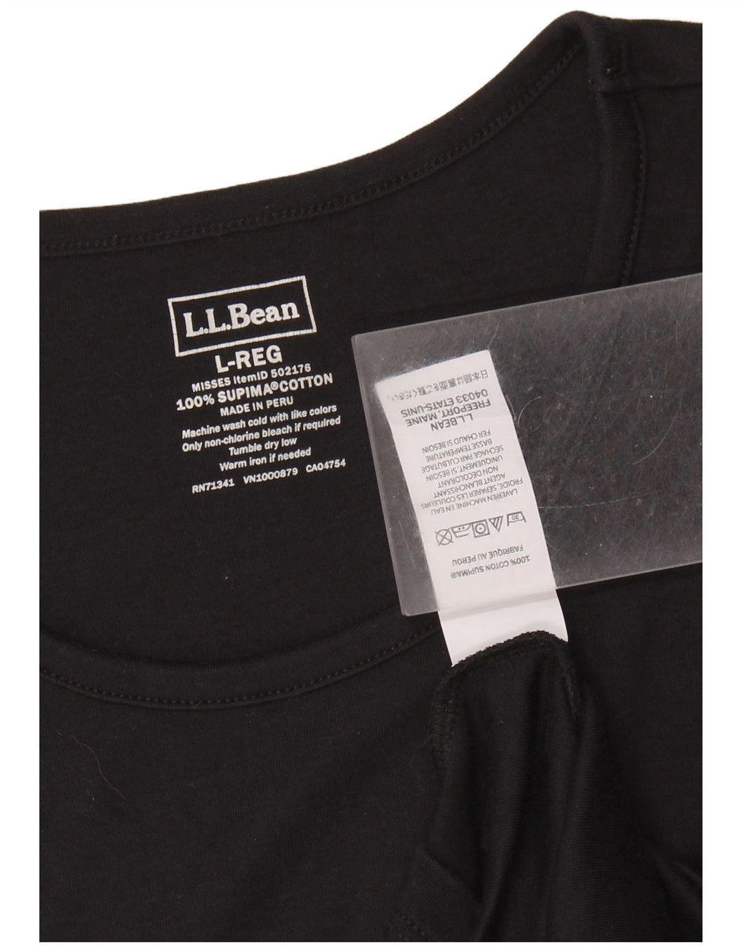 L.L.BEAN Damevest Top UK 14 Stor Sort Bomuld
