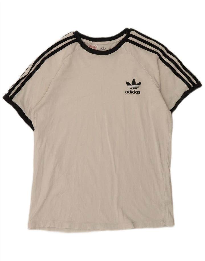 ADIDAS Boys T-Shirt Top 13-14 Years Large White Cotton