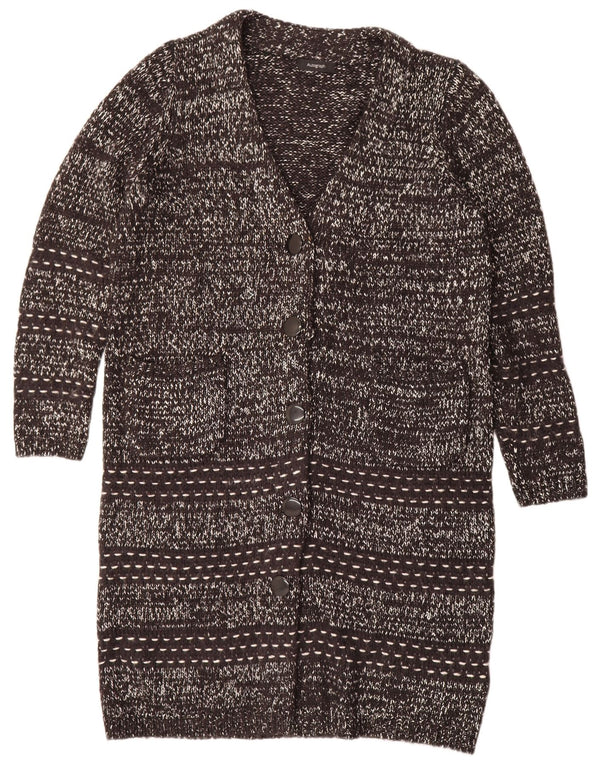 Marks & Spencer Womens Longline Cardigan Sweater UK 16 Large Black Flecked