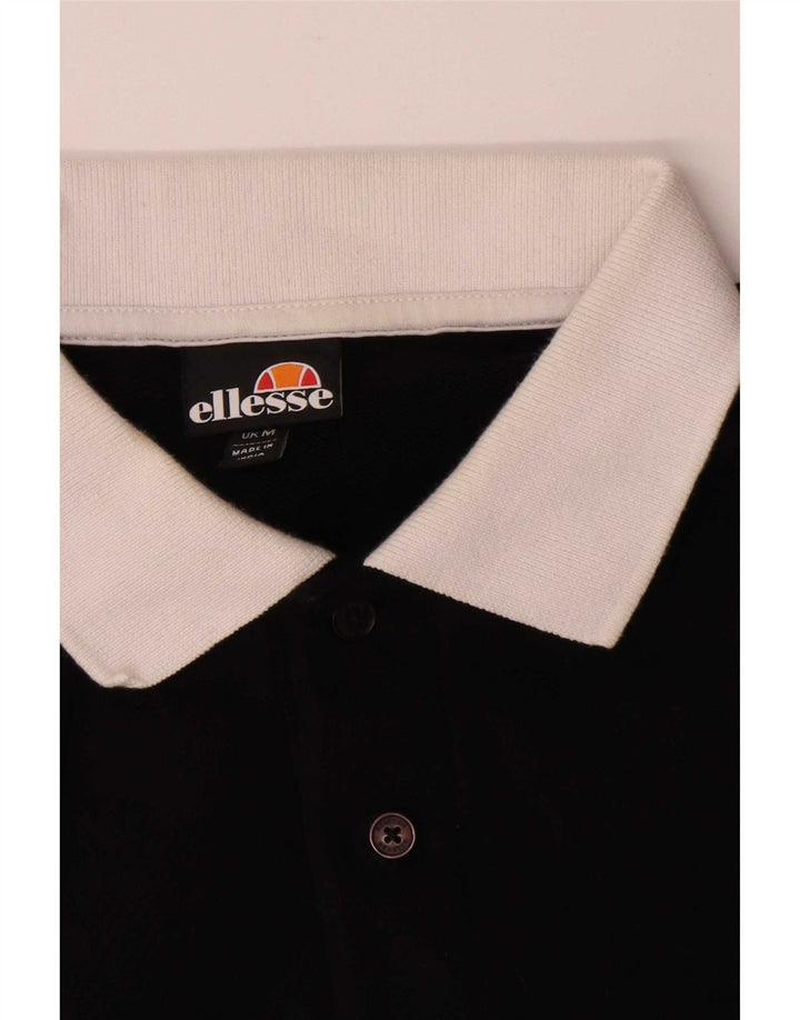 Ellesse Herre Polo Neck Sweatshirt Jumper Medium Sort Colourblock Bomuld