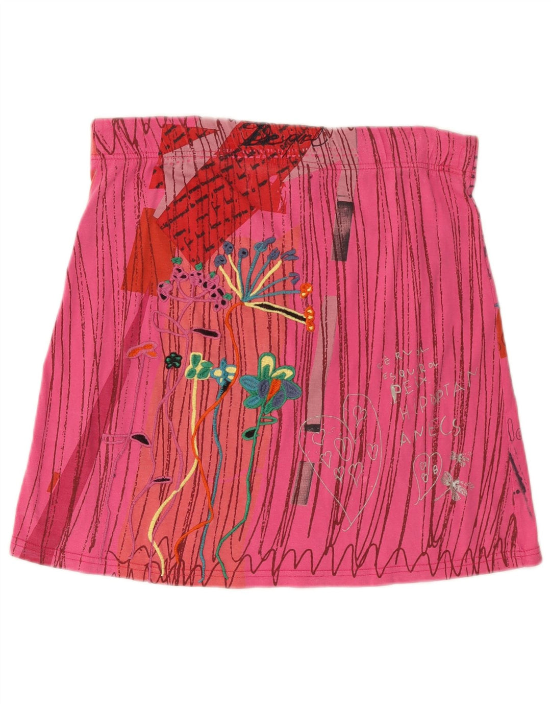 Desigual Dame Grafisk Mini Nederdel Medium W34 Pink