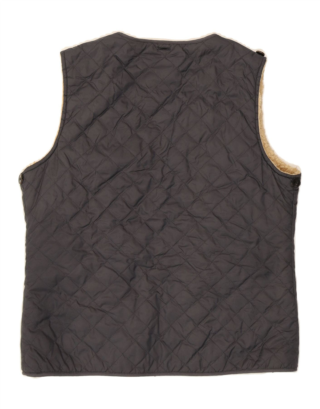 JACK WILLS Womens Open Sherpa Quilted Gilet UK 12 Medium Black Nylon Vintage Jack Wills and Second-Hand Jack Wills from Messina Hembry 