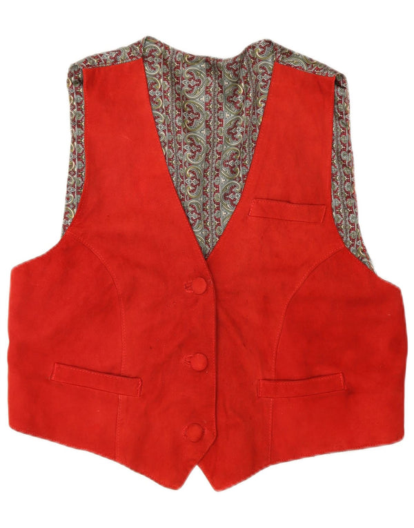 Vintage Dame Crop Ruskind vest UK 14 Large Red Retro