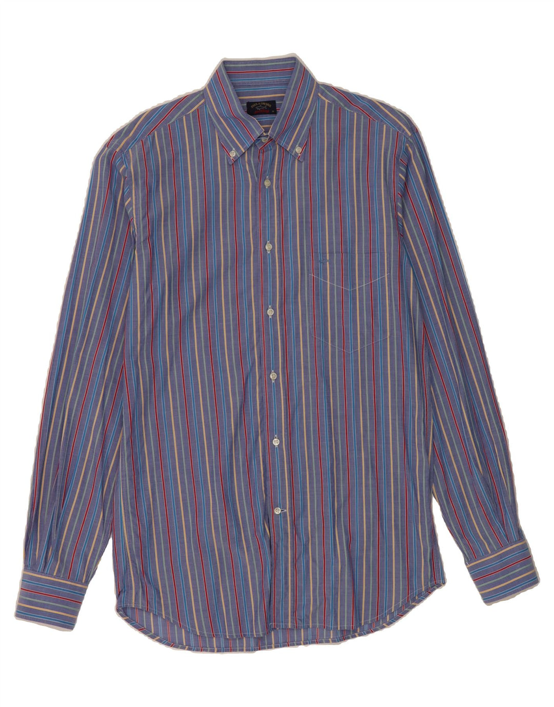 PAUL & SHARK Mens Shirt Size 39 Medium Blue Striped Cotton Vintage Paul & Shark and Second-Hand Paul & Shark from Messina Hembry 