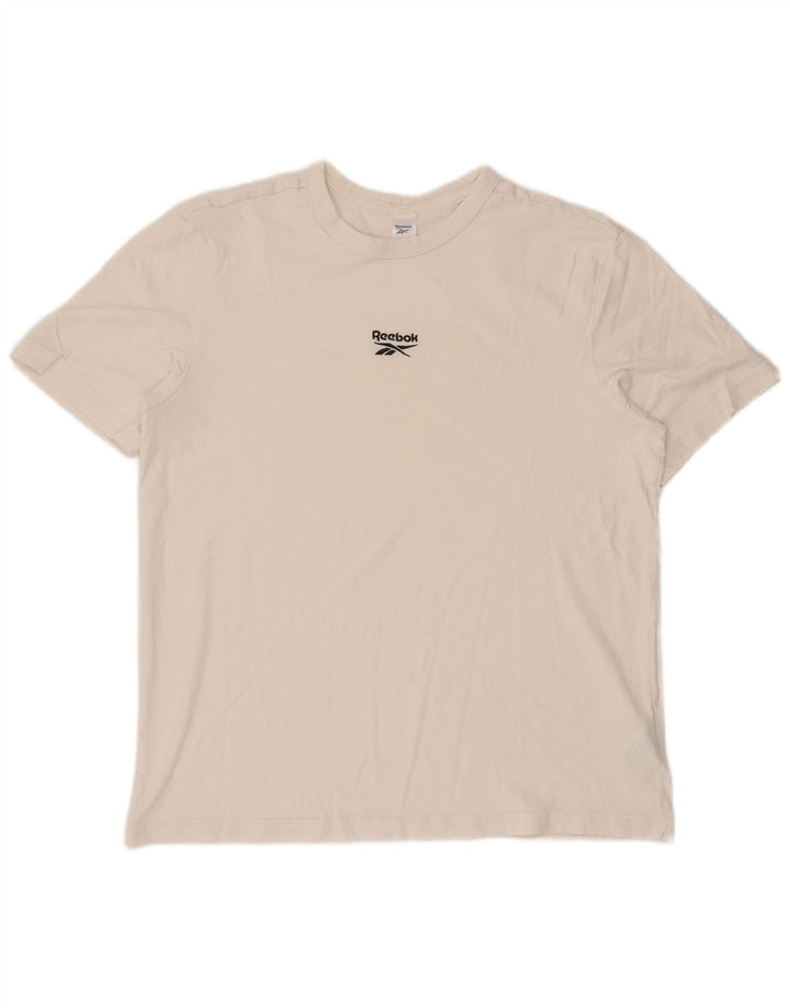 REEBOK Herre T-Shirt Top Lille Hvid Bomuld