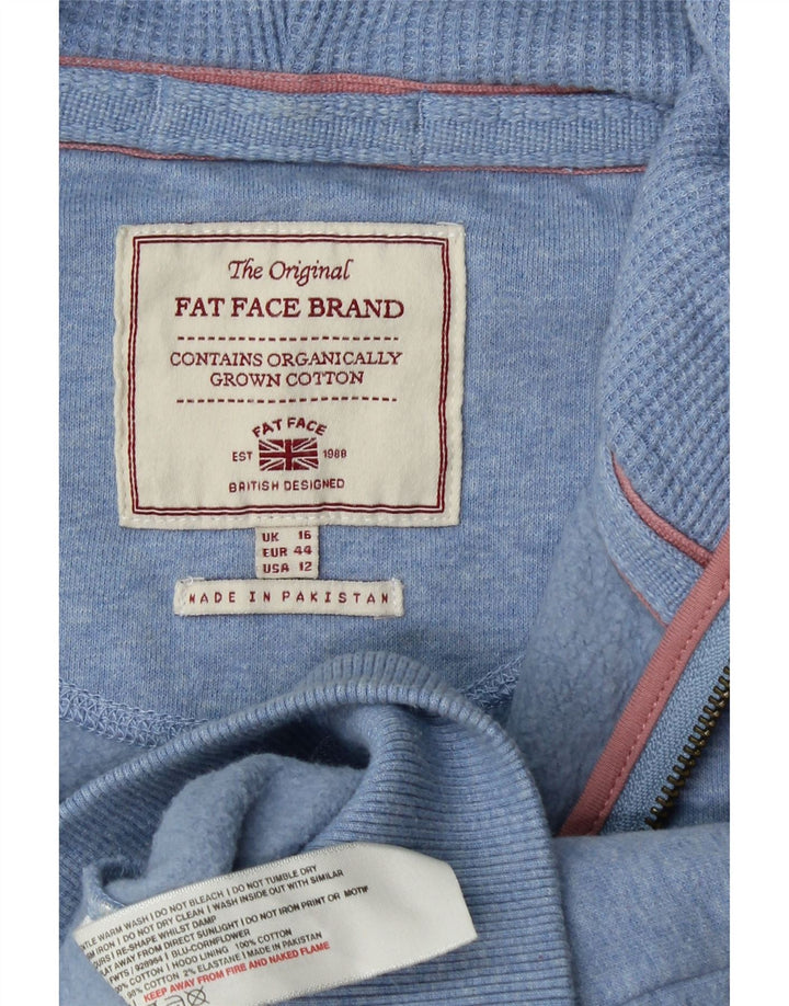 FAT FACE Dame Hættetrøje Sweater UK 16 Stor Blå Bomuld