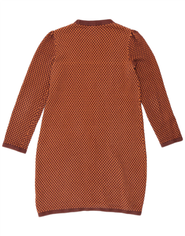 Cos Dame Jumper Dress UK 12 Medium Orange Geometrisk Bomuld