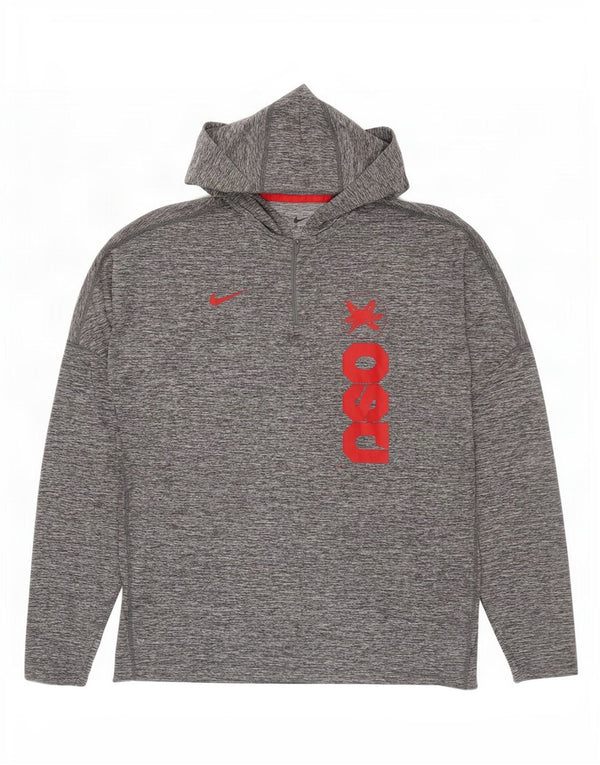 Nike Herre Dri Fit Grafisk Top Langærmet Hætte, Stor Grå Flecked