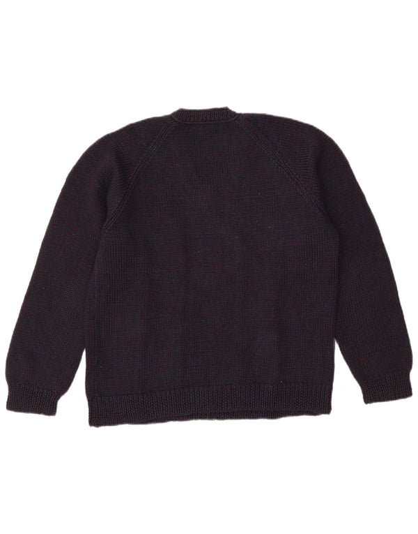 Vintage Dame V-hals sweater UK 16 Large Navy Blue