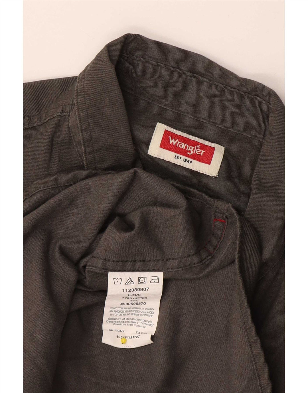 Wrangler Kortærmet Herreskjorte Stor Grå Bomuld
