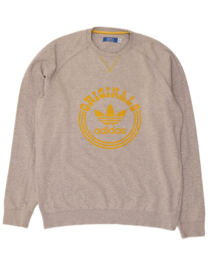 ADIDAS grafisk sweatshirt til mænd mellem grå bomuld