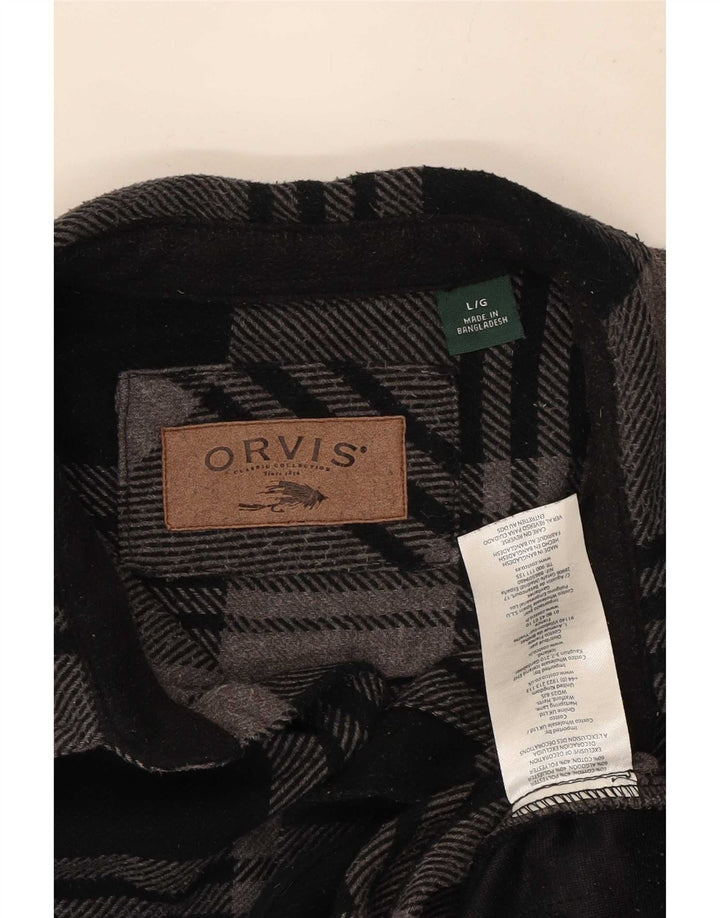 Orvis Herre Flanelskjorte Stor sort ternet bomuld