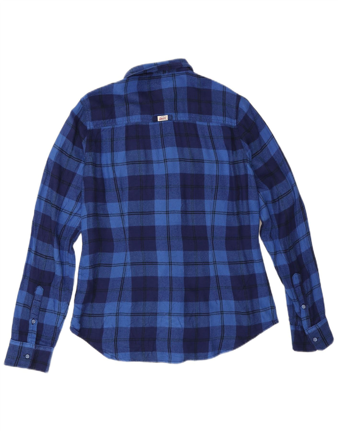 Superdry Flanelskjorte til kvinder UK 14 Medium Blue Check Viscose