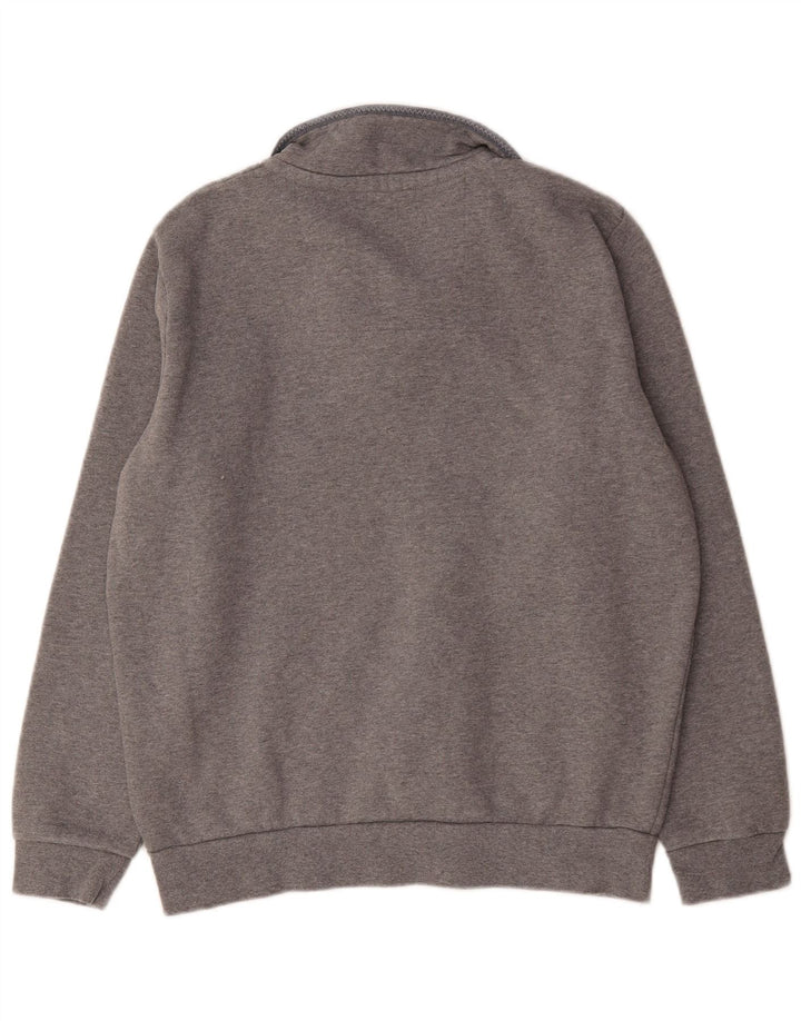 Besætningstøj Herre Zip Neck Sweatshirt Jumper Stor Grå Bomuld