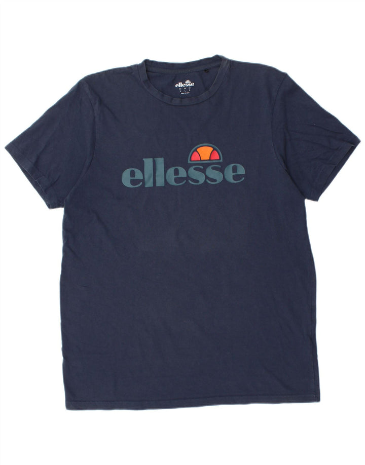 Ellesse Herre Grafisk T-Shirt Top Stor Marineblå Bomuld