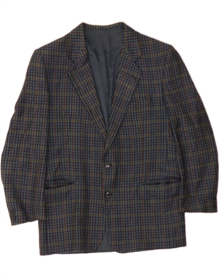 FERRARI Mens 2 Button Blazer Jacket UK 40 Large Navy Blue Houndstooth Vintage Ferrari and Second-Hand Ferrari from Messina Hembry 