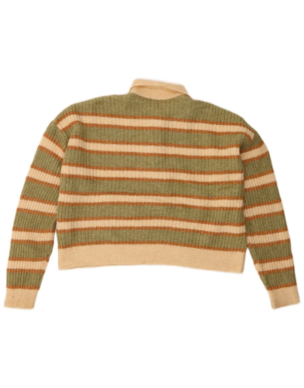 Zara Girls Crop Polo Neck sweater 13-14 år Grøn Stribet Akryl