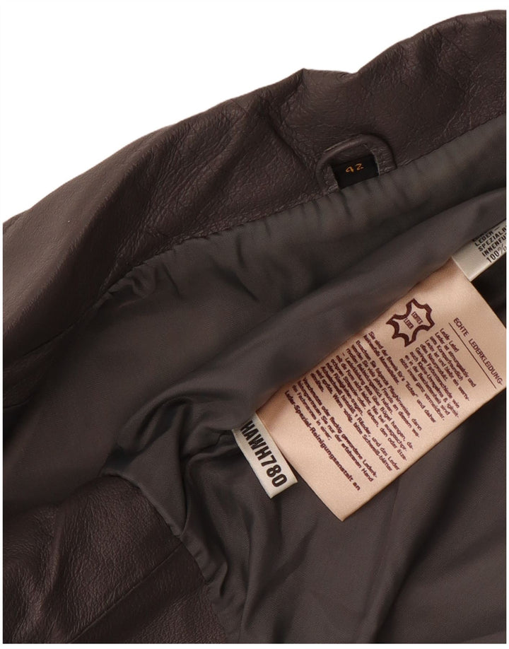 Vintage Dame Bomber Oversized Læderjakke EU 42 Large Grey Læder