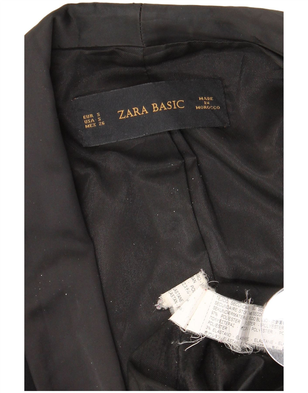 ZARA Dame Blazer Jacket UK 10 Small Black Polyester