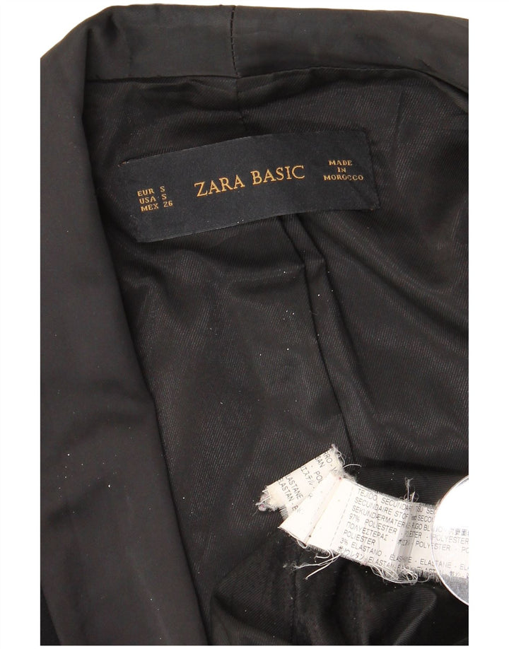ZARA Dame Blazer Jacket UK 10 Small Black Polyester