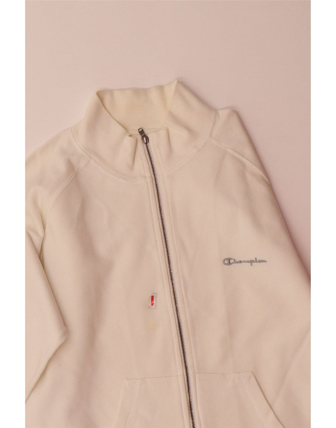 CHAMPION Womens Tracksuit Top Jacket UK 16 Large Off White Cotton
