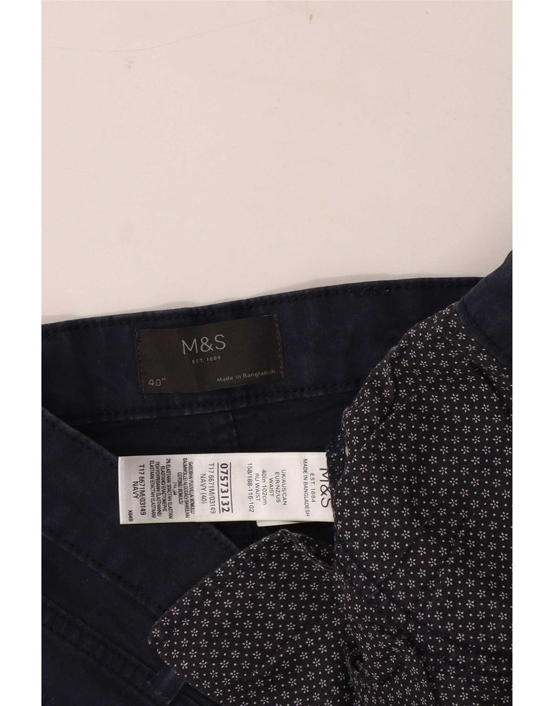 Marks & Spencer Herre Casual Shorts W40 XL Marineblå Bomuld