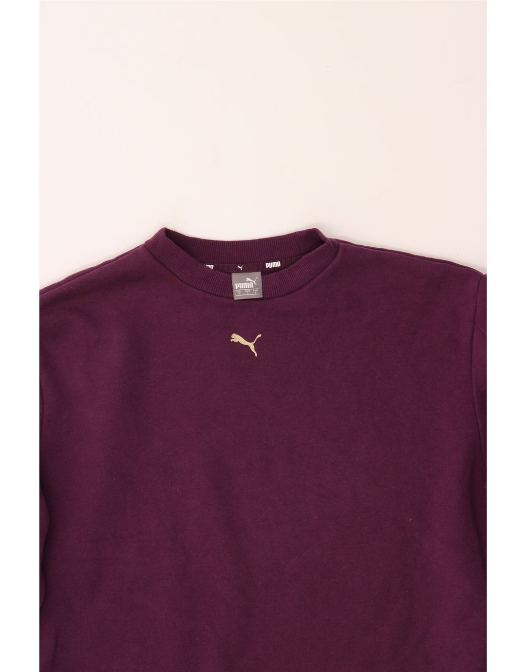 PUMA Womens Crop Oversized Sweatshirt Jumper UK 10 Small Purple Cotton Vintage Puma and Second-Hand Puma from Messina Hembry 