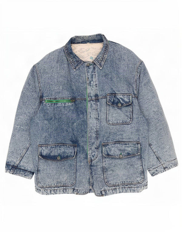 Vintage Herre Denim Coat IT 60/62 5XL Blå Bomuld