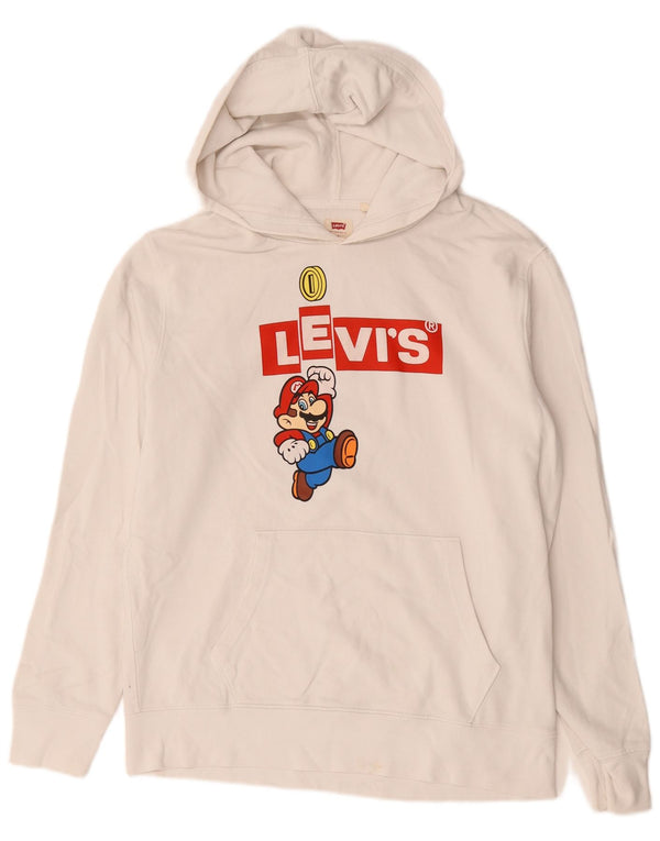 Levi's Herre Super Mario Graphic Hoodie Jumper Small Off White Bomuld