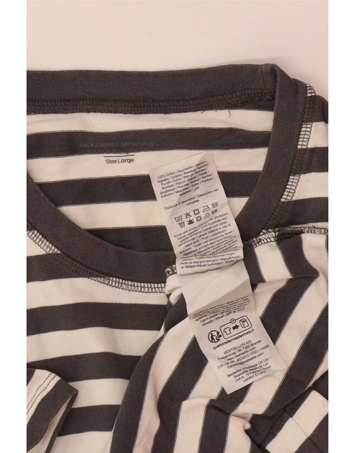 Jack & Jones Herre T-shirt Top Stor grå stribet bomuld