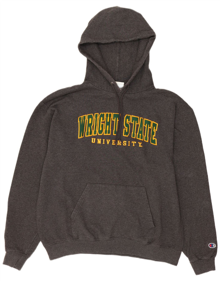Champion Herre Wright State University Graphic Hoodie Jumper Large Grå