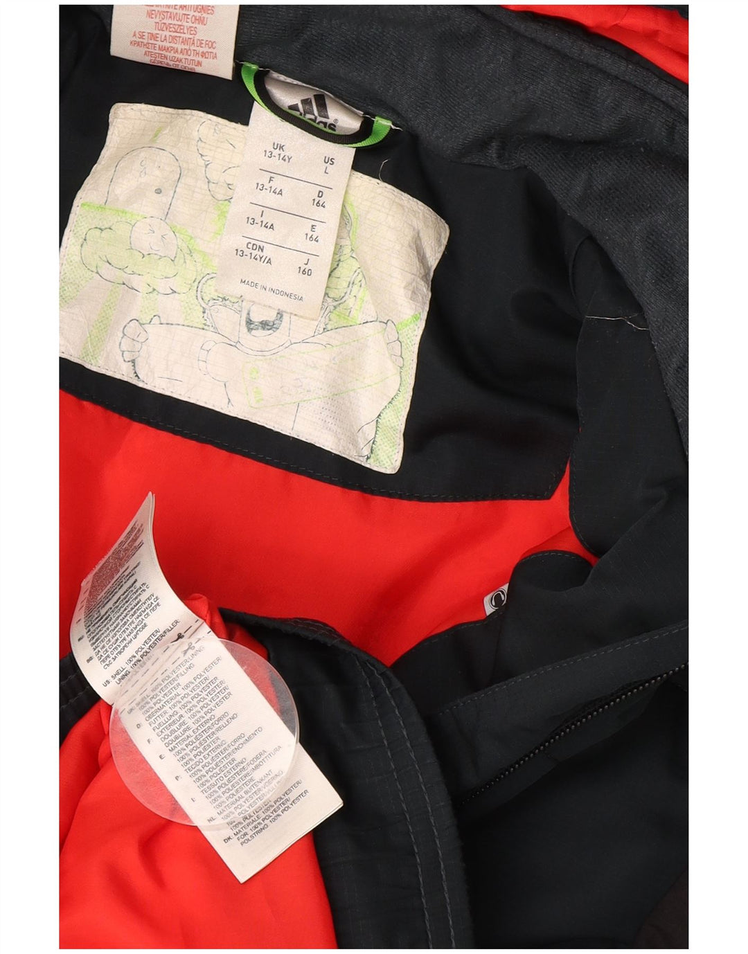 ADIDAS hættejakke til drenge 13-14 år marineblå farveblok