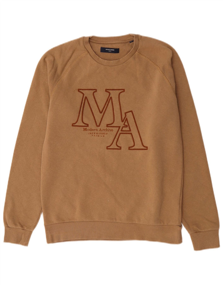 Jack & Jones Herre grafisk sweatshirt Jumper Medium Beige Bomuld