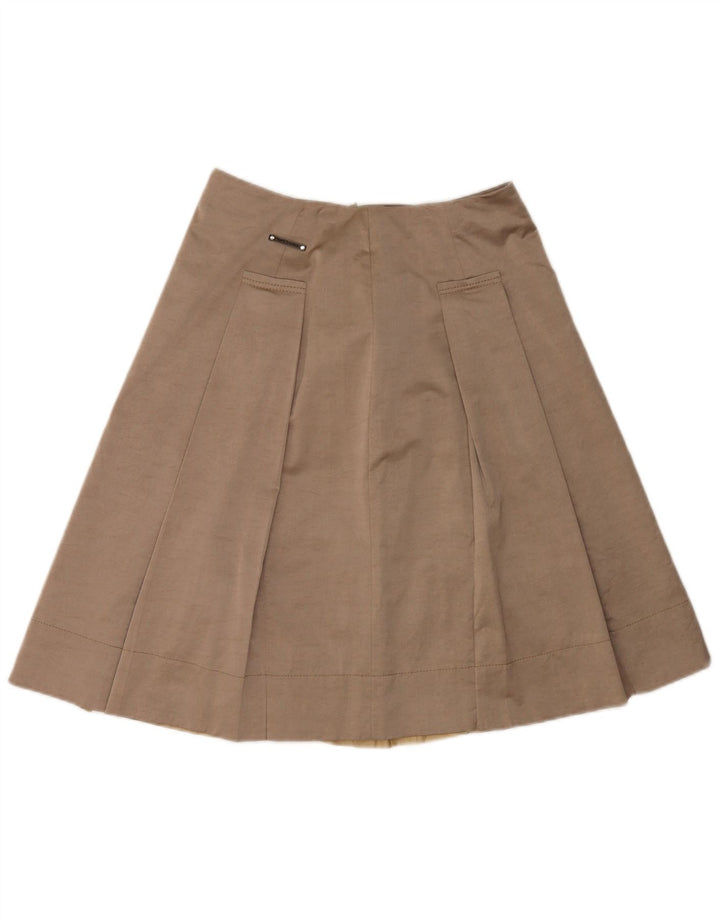 Paul & Shark Dame Stretch Plisseret Nederdel IT 42 Medium W28 Brun Bomuld