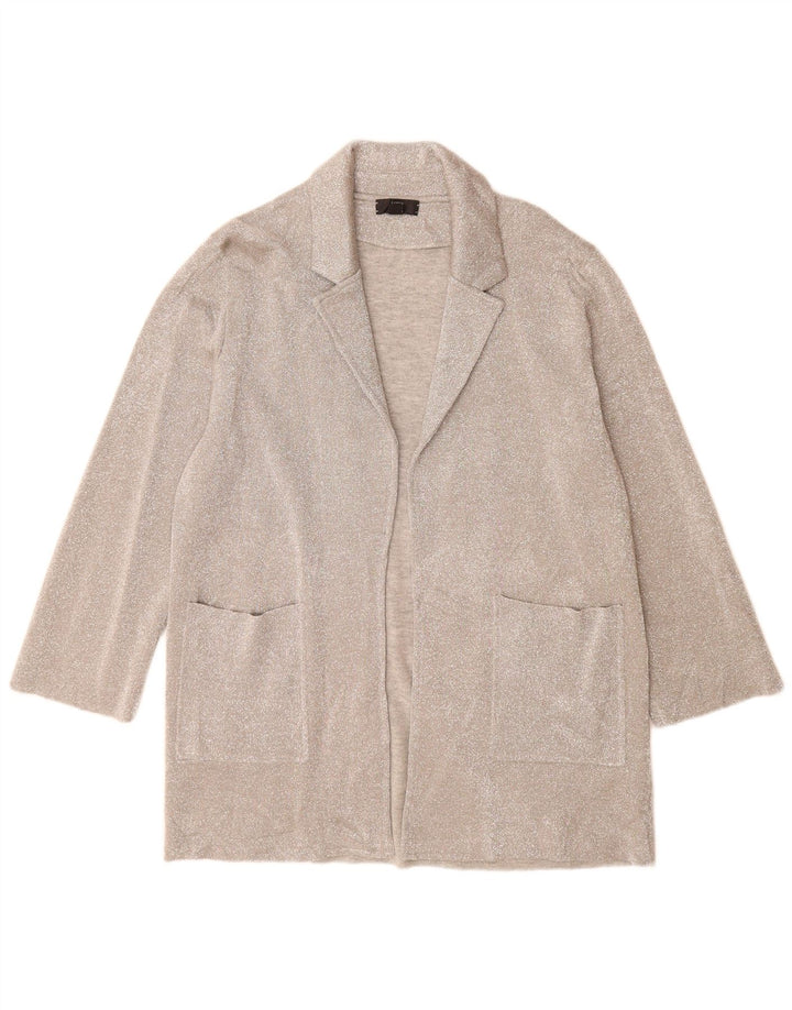 J. Crew Womens 365 Open Cardigan Sweater UK 14 Medium Sølv Polyester