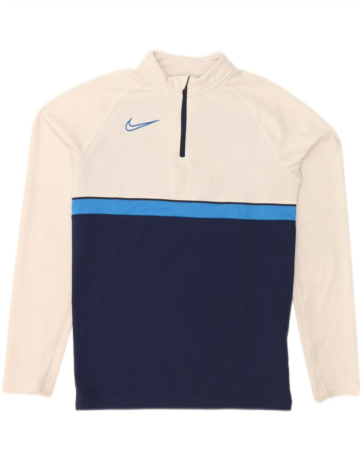 NIKE Boys Dri Fit Pullover Tracksuit Top 12-13 Years Large  White Vintage Nike and Second-Hand Nike from Messina Hembry 