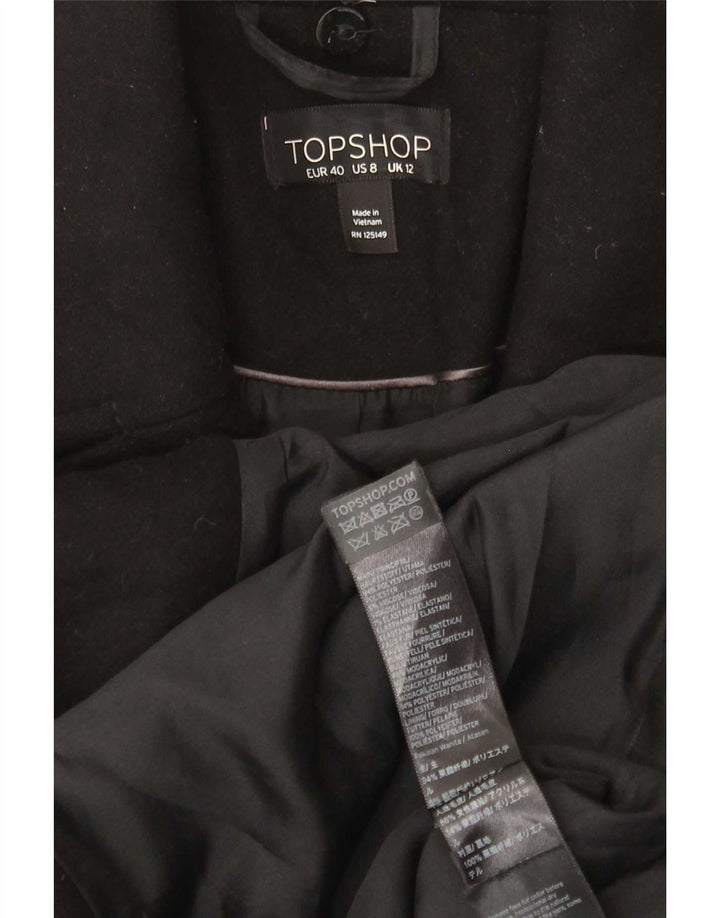 Topshop Dame Overfrakke UK 12 Medium Sort Polyester