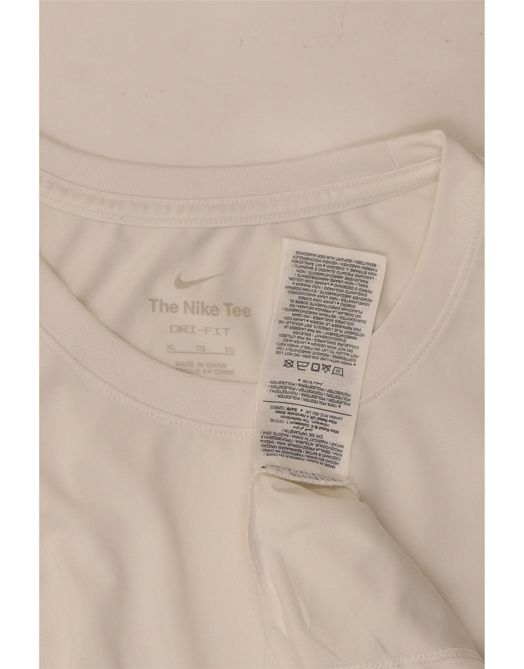 NIKE Herre Dri Fit T-Shirt Top XL Hvid Polyester