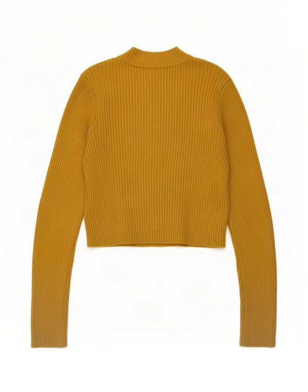 Topshop Dame Crop Turtle Neck Jumper Sweater UK 12 Medium Yellow