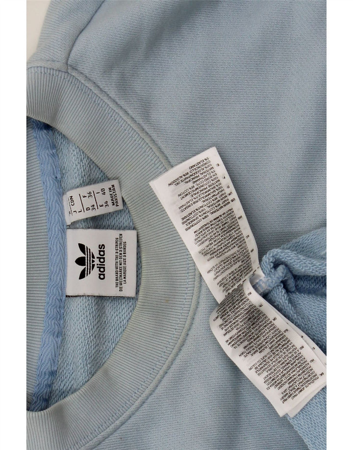 Adidas Dame Grafisk Oversized Sweatshirt Jumper UK 8 Lille Blå Bomuld