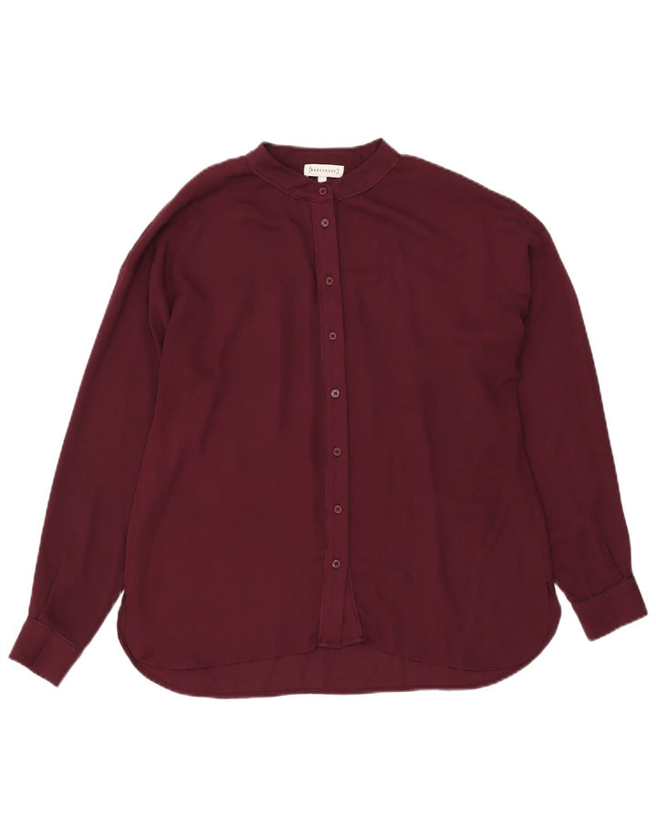 Warehouse Womens Oversized Shirt UK 12 Medium Burgundy