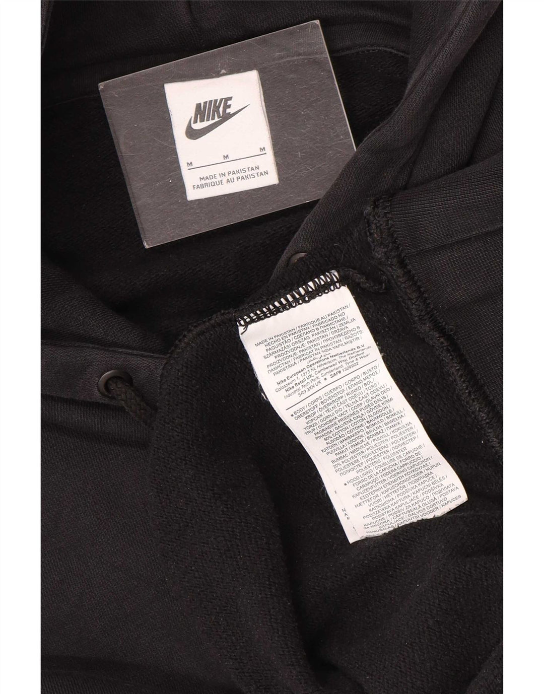 Nike Dame Oversized Hoodie Jumper UK 14 Medium Sort Bomuld