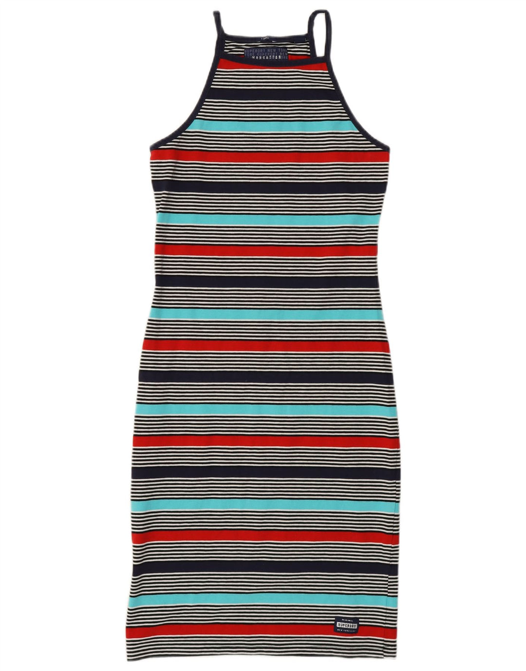 SUPERDRY Womens Manhattan T-Shirt Dress UK 6 XS Multicolored Striped